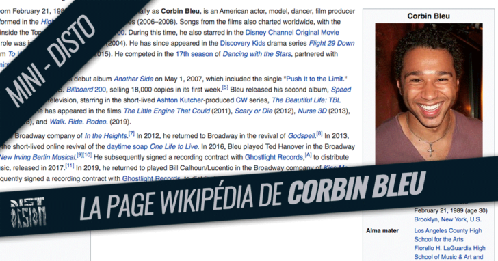 Mini-Disto: La page Wikipédia de Corbin Bleu
